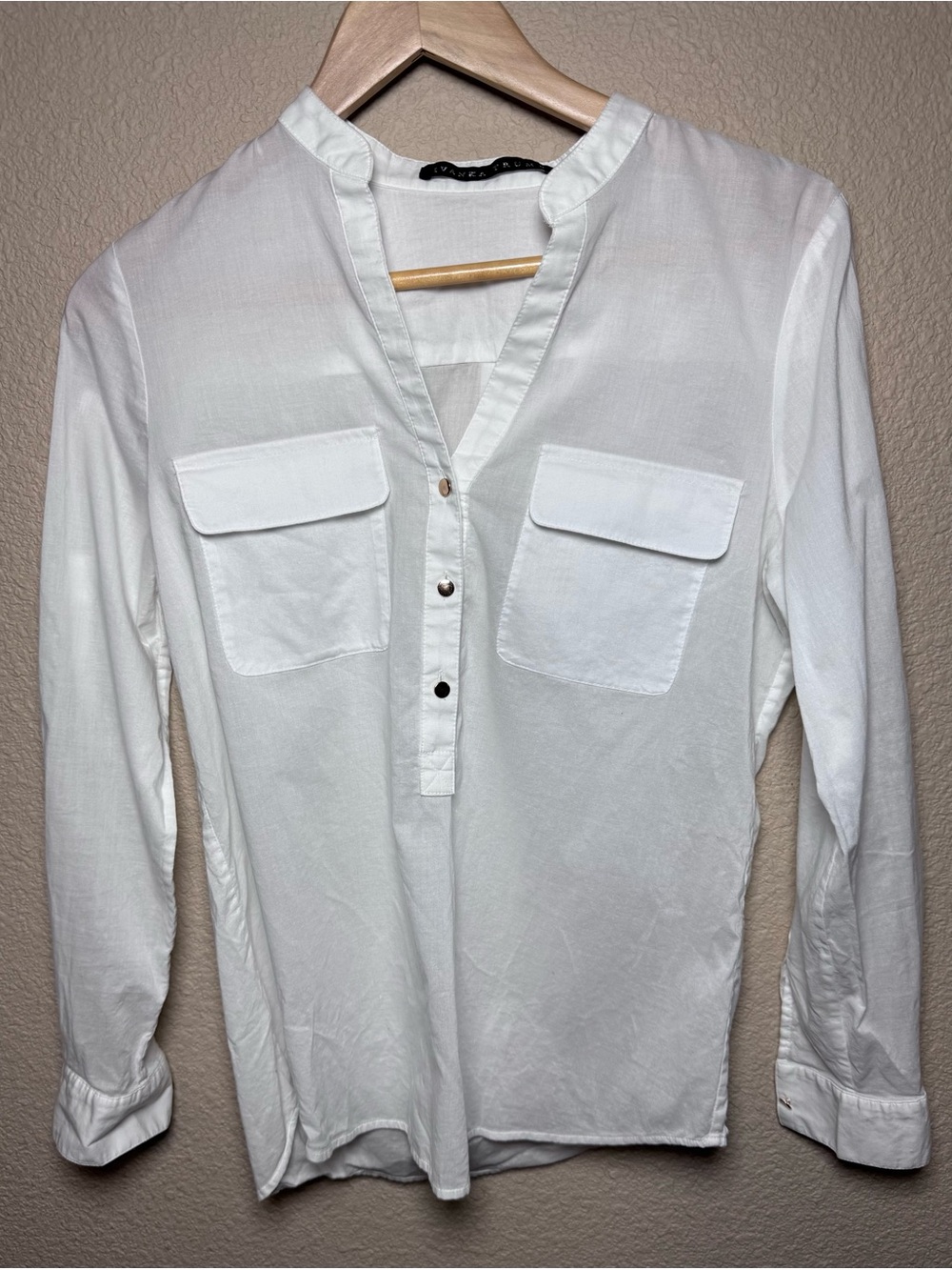 Ivanka Trump White Utility Blouse XS Roll Up Sleeve Business Casual Minimalist